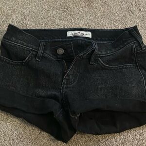 black jean shorts